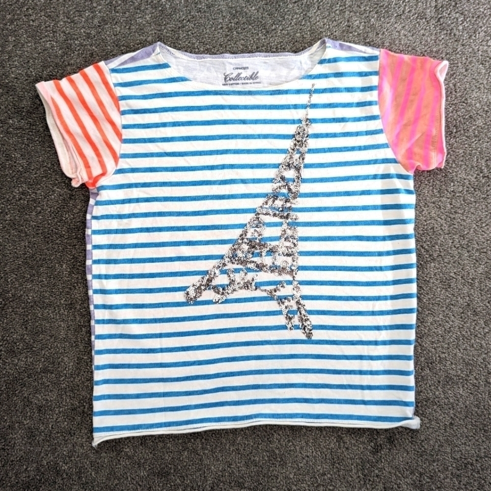 Crewcuts Eiffel Tower sequins lightweight Tshirt size 8